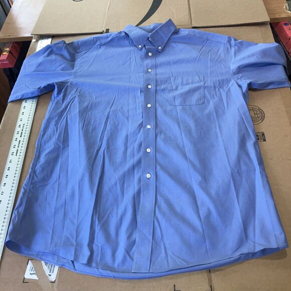 Roundtree & Yorke Gold Label Fitted Shirt Men's Neck 17 Blue, Non Iron‎ Pinpoint - Picture 1 of 12